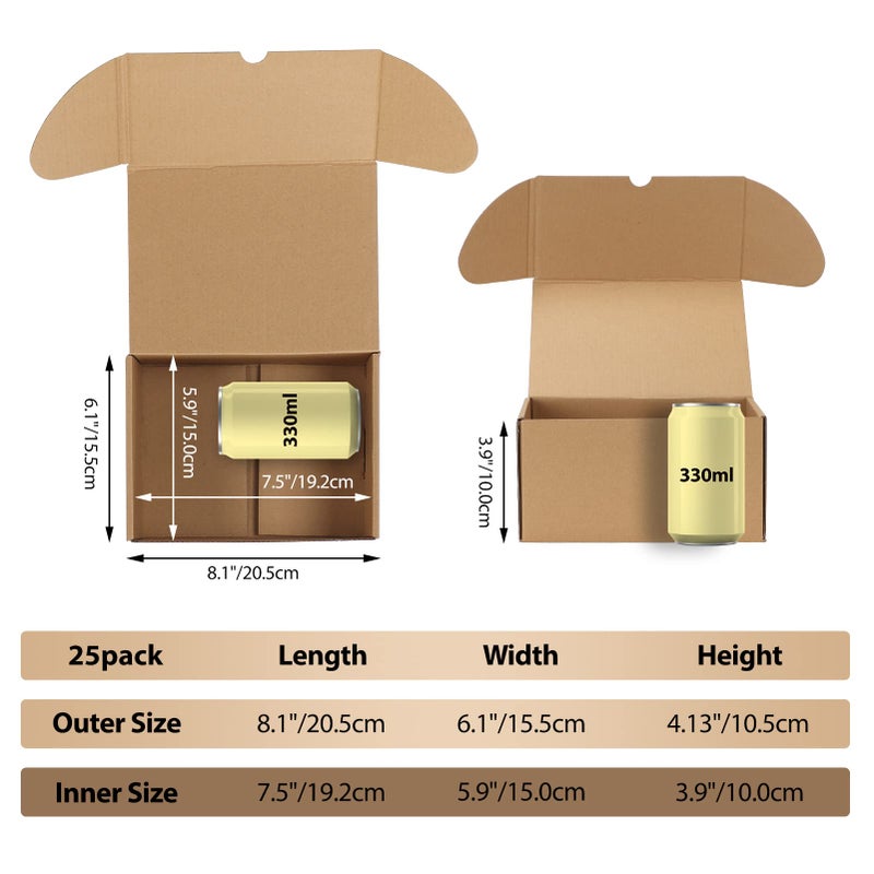 RLAVBL 8x6x4 Shipping Boxes Set of 25, Brown Corrugated Cardboard Mailer Box for Packing, Mailing, Business - Image 2